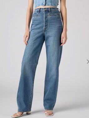 Levi's Premium Ribcage Straight Full Length Western Womens Jeans Size 31 Hi Rise